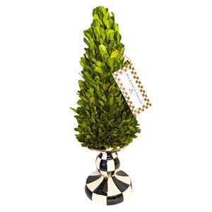 Mackenzie Childs Courtly Check Pedestal Boxwood Tree 13.5” Tall Small 35509-0872